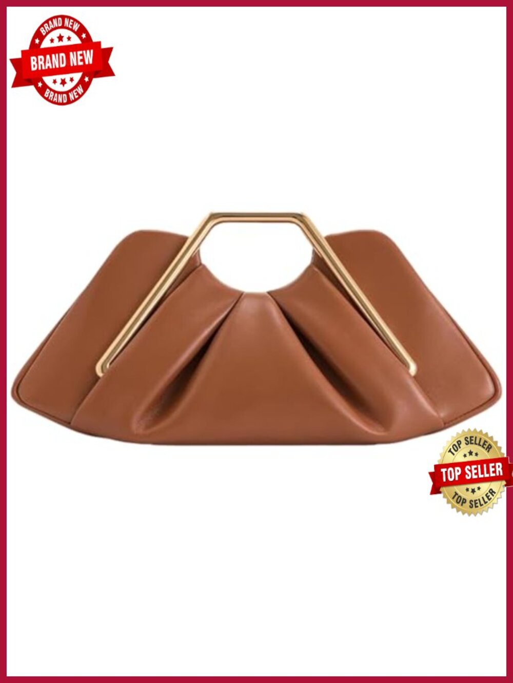 Pleated Metal Frame Clutch Cloud-Shaped Faux Leather Handbag Fashion Evening